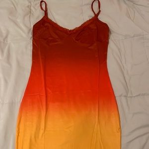 Gradient colored mini slip dress